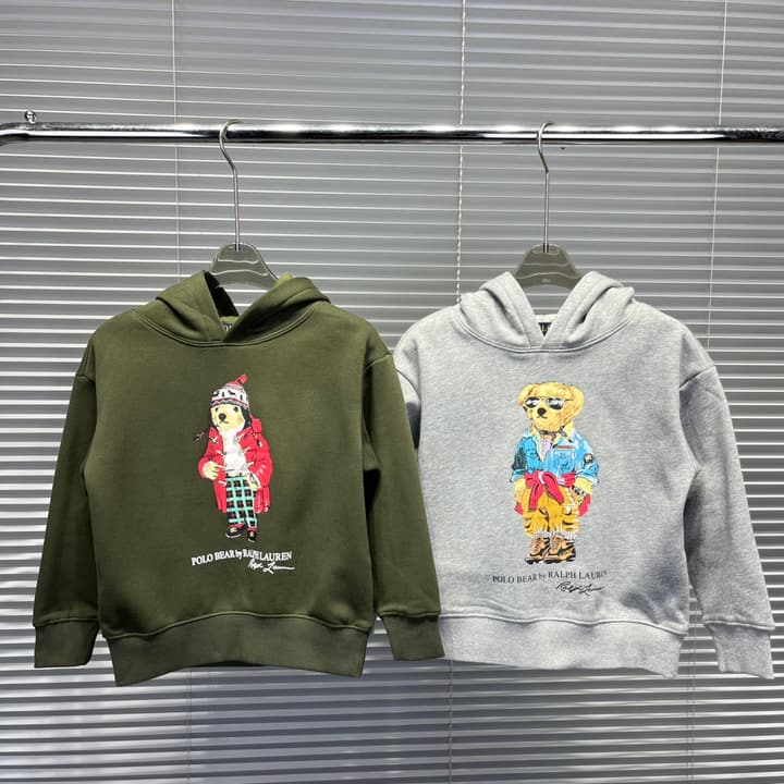 Ralph Lauren Bear Graphic Plush Lined Hoodie – Kids Collection in Dark Navy