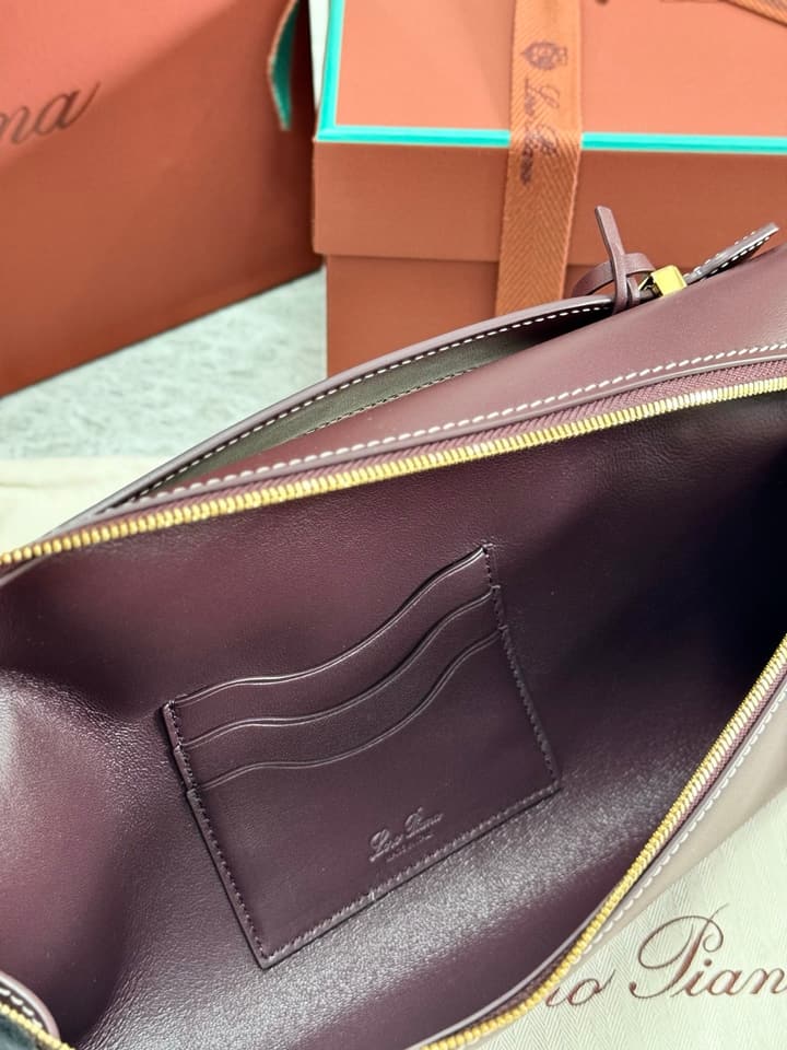 Loro Piana Extra Clutch L29 Handbag in Deep Maroon Leather Clutch