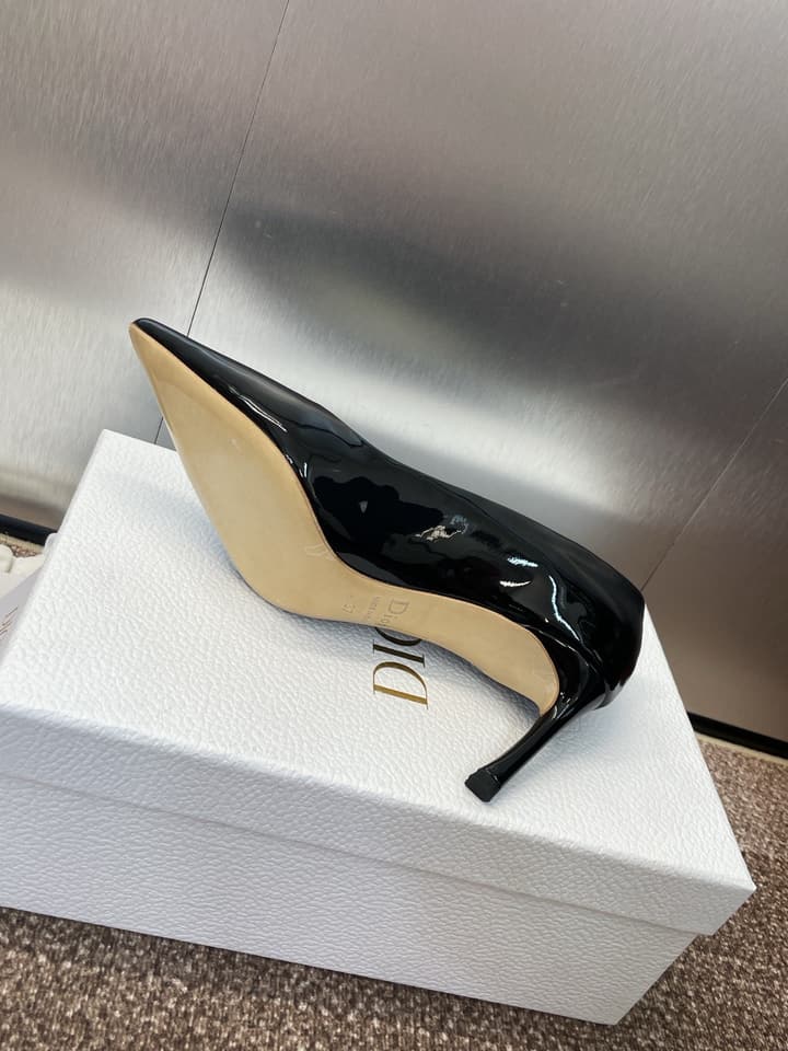 Dior CD Logo Pointed Toe Pumps – 2025 Spring/Summer Haute Couture Collection in Shiny Black Flat
