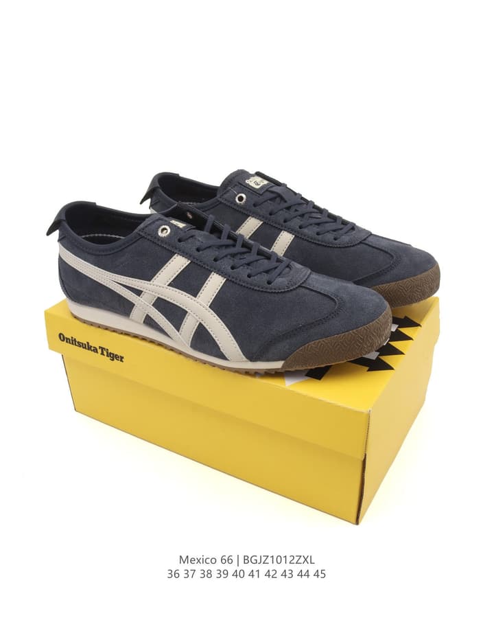 Asics Onitsuka Tiger Mexico 66 Classic Sneakers in Dark Navy With Cream Stripes