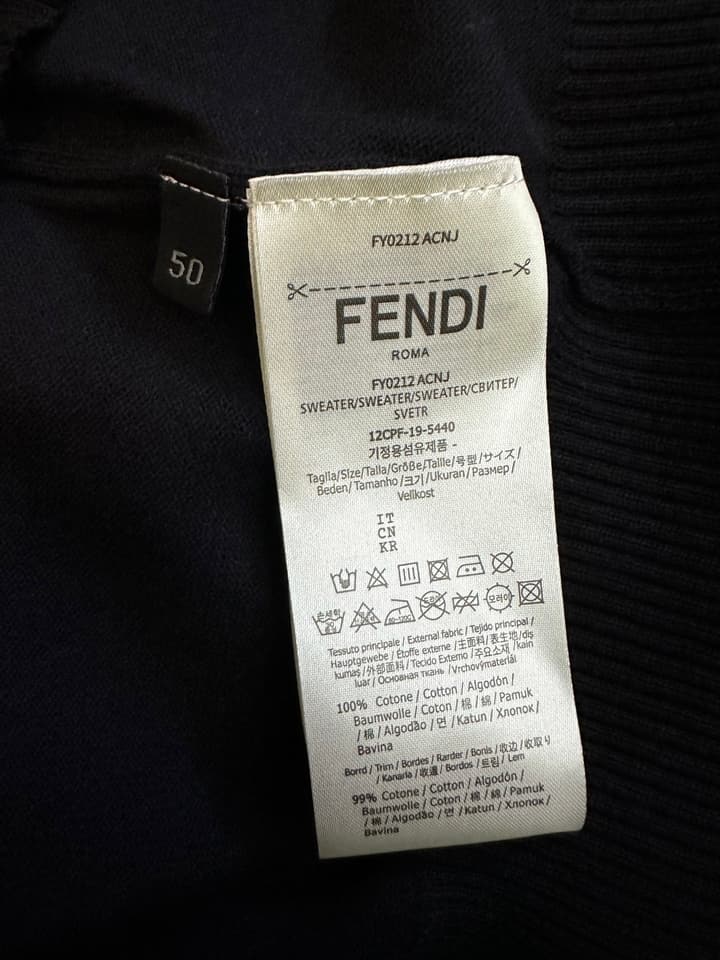 Fendi Double F Logo Knitted Polo Shirt in Classic Black