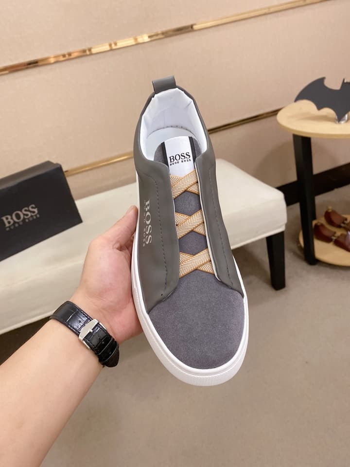 Boss Casual Leather Loafers in Glossy Black Toe