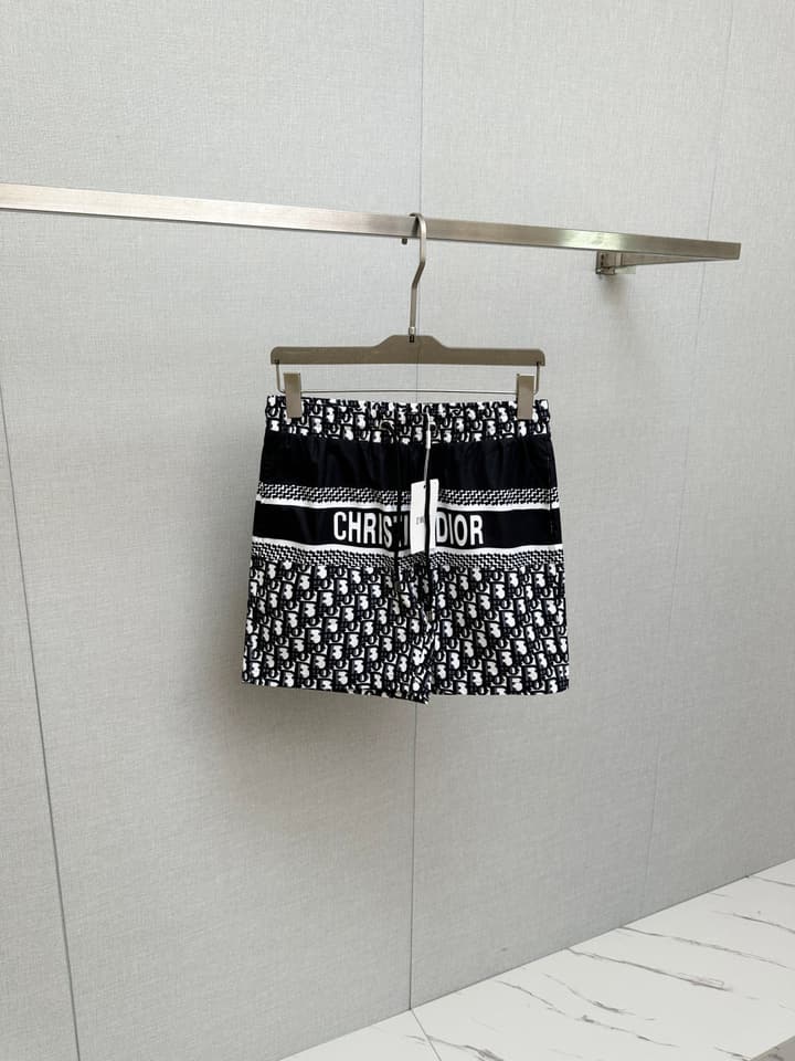 Dior Men's Casual Beach Shorts – 2025SS Collection in Black Dior Band Monogram