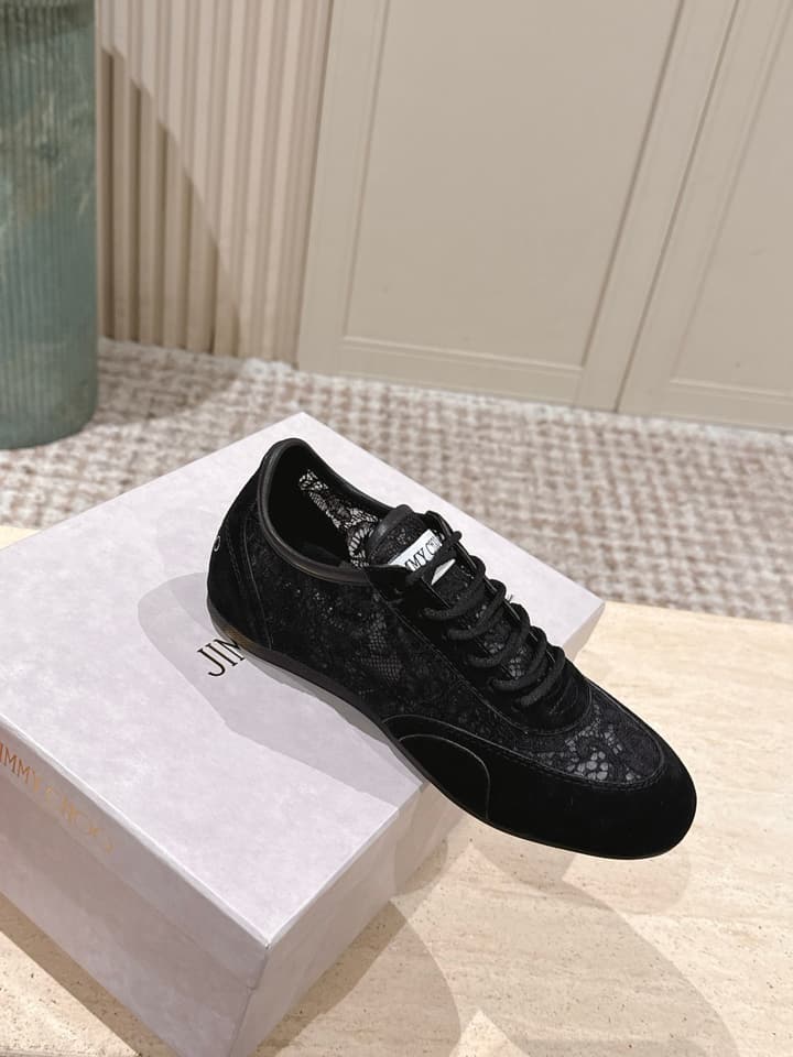 Jimmy Choo Diamond Lace Sneakers in Black Lace