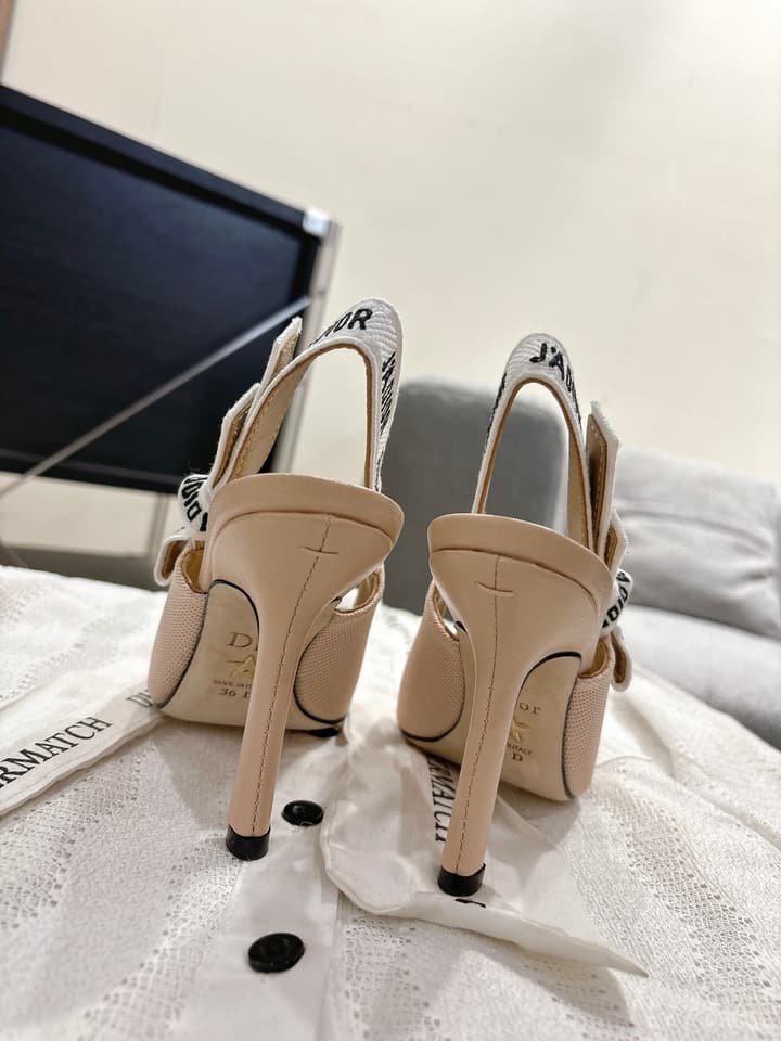 Dior J'Adior Embroidered Kitten Heel Sandals in Black Shimmer Fabric