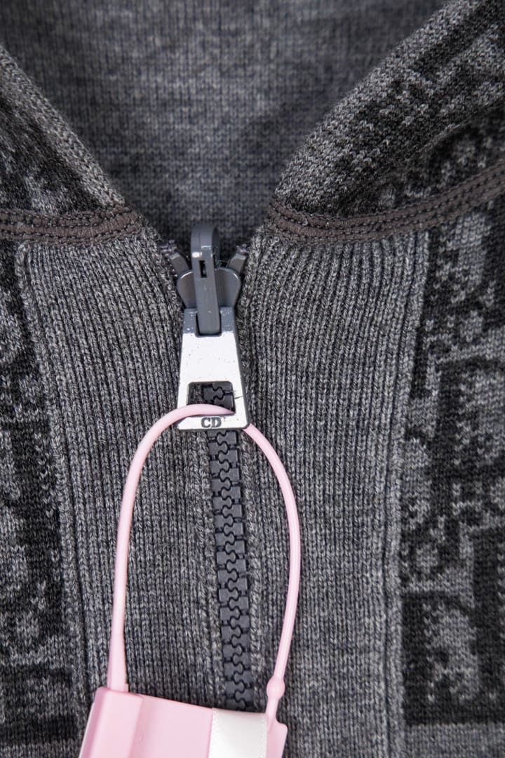 Dior Monogram Jacquard Zipper Cardigan – 24SS in Grey With Black Stripes