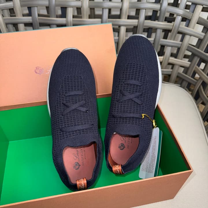 Loro Piana Flexy Walk Wool Knit Sneakers in Midnight Blue