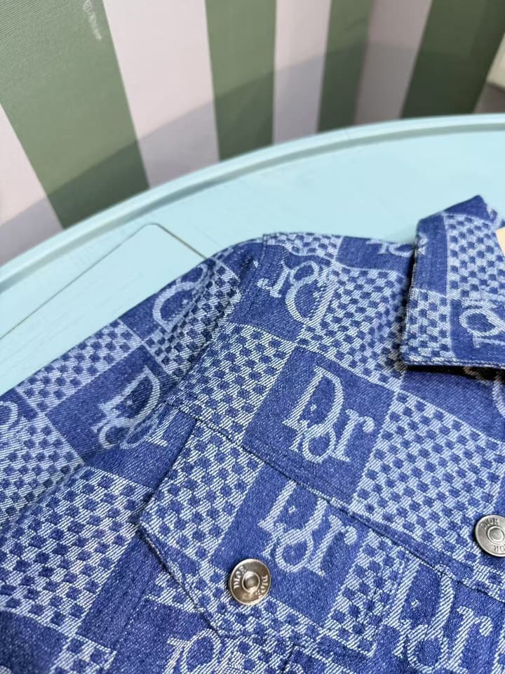 Dior Kids Two-Piece Set: Printed Jacket and Washed Denim Jeans – 2025SS – Kids Collection in Blue Logo Denim Set