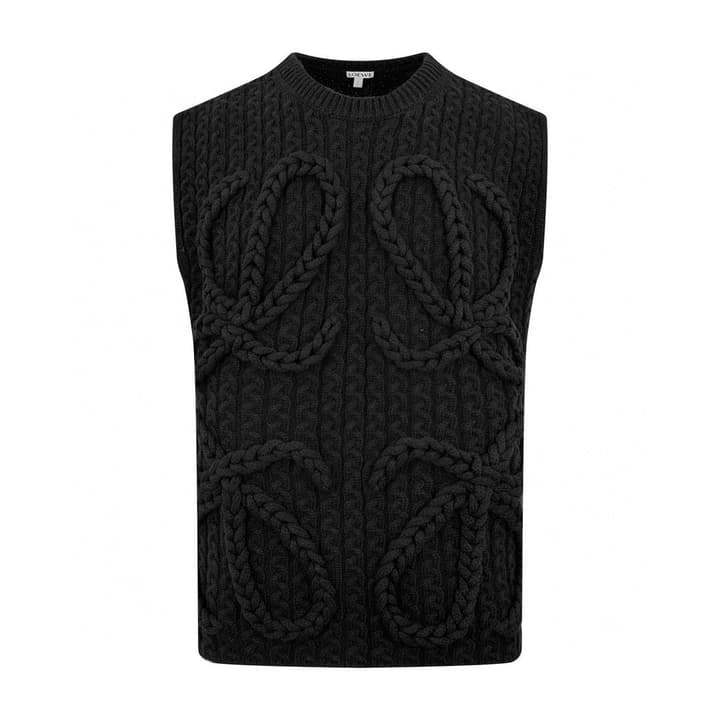 Loewe Anagram Braided Knit Sweater Vest in Apricot