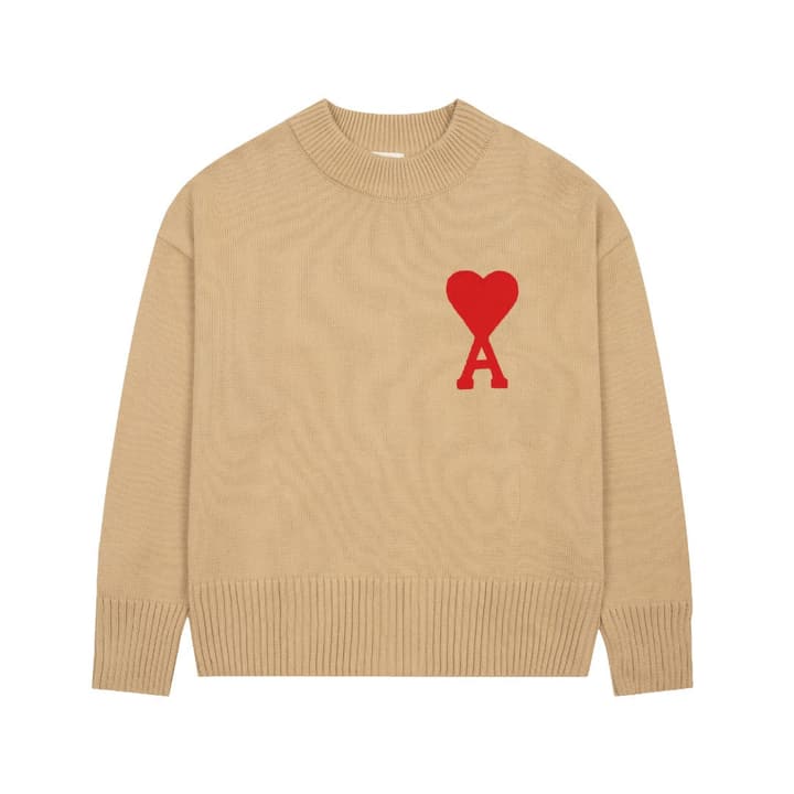 Ami Paris Classic Heart Embroidered Crewneck Sweater in Black