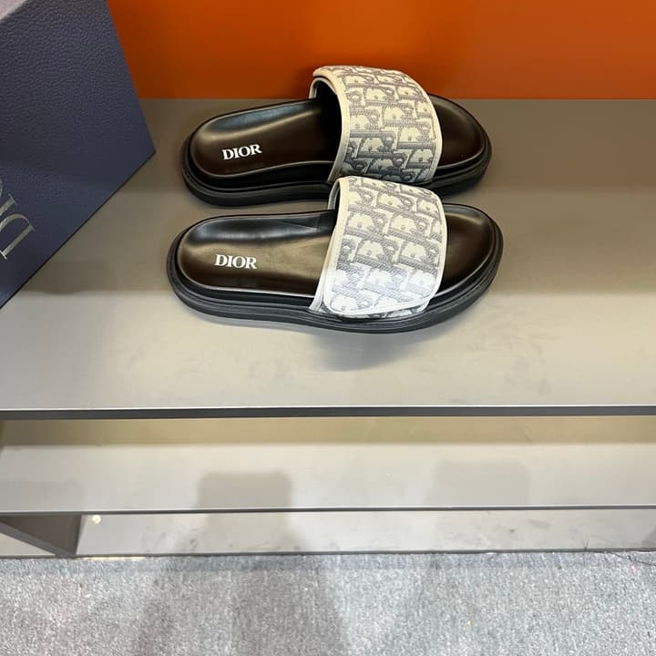 Dior Luxury Slides in Black Textured
