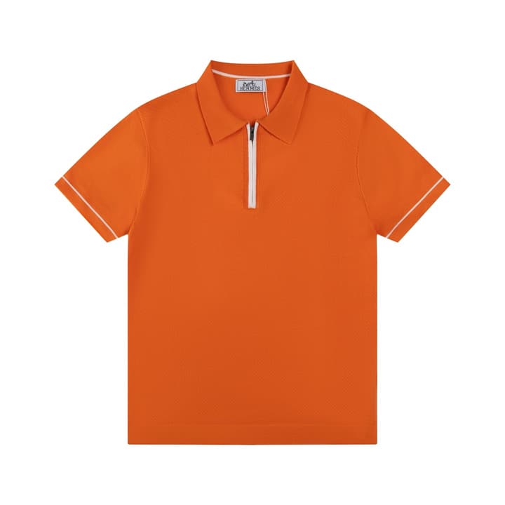 Hermès Retro Knitted Polo Shirt – SS24 in Black Polo With Orange Placket