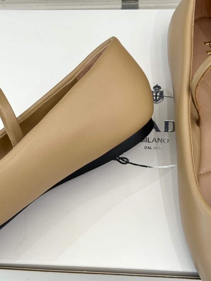 Prada Classic Mary Jane Flats in Cream