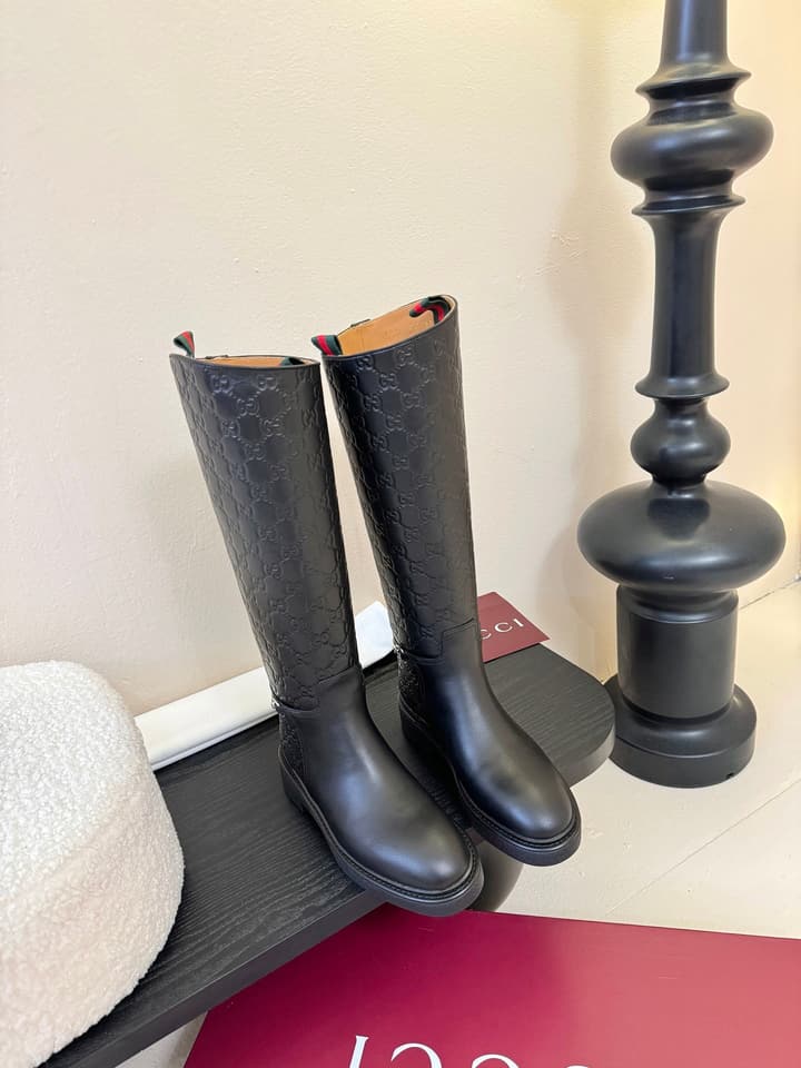 Gucci Runway Velvet Boots in Black Suede