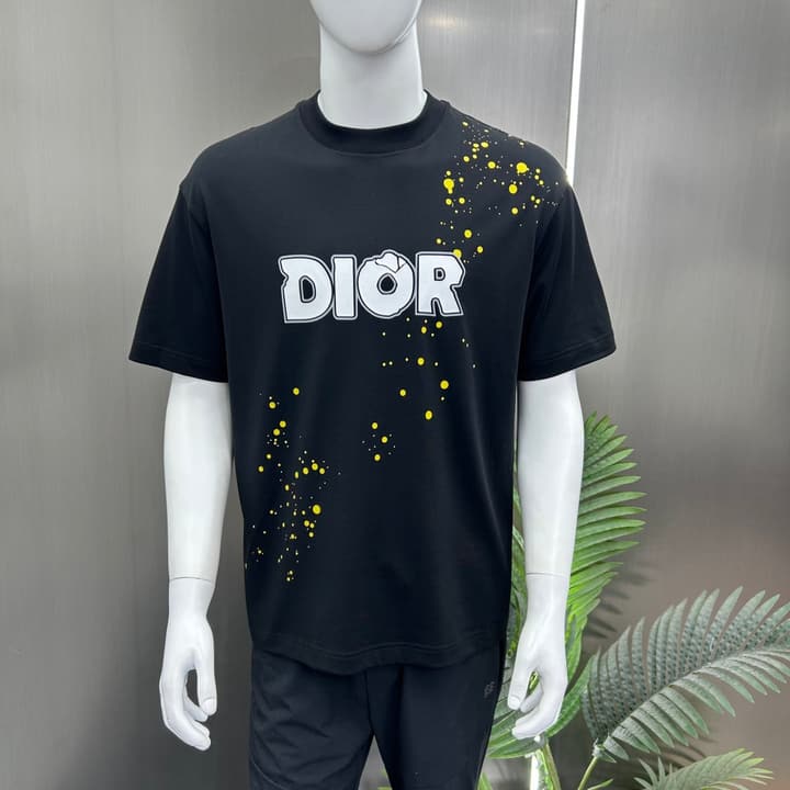 Dior 3D Logo High-Count Cotton T-Shirt – 2026SS in Black With Blue Graffiti Logo
