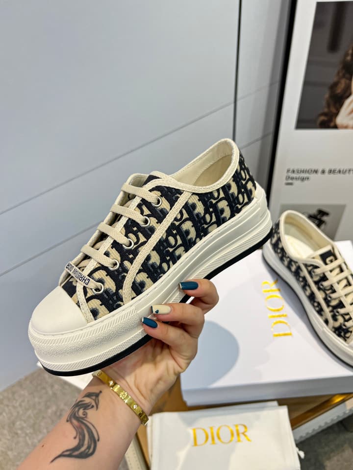 Dior Spring/Summer Runway Platform Sneakers in Black Oblique Pattern