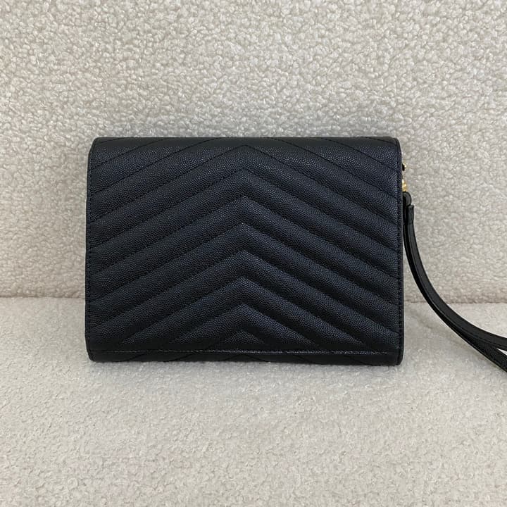 Saint Laurent Cassandre Grained Leather Clutch Bag