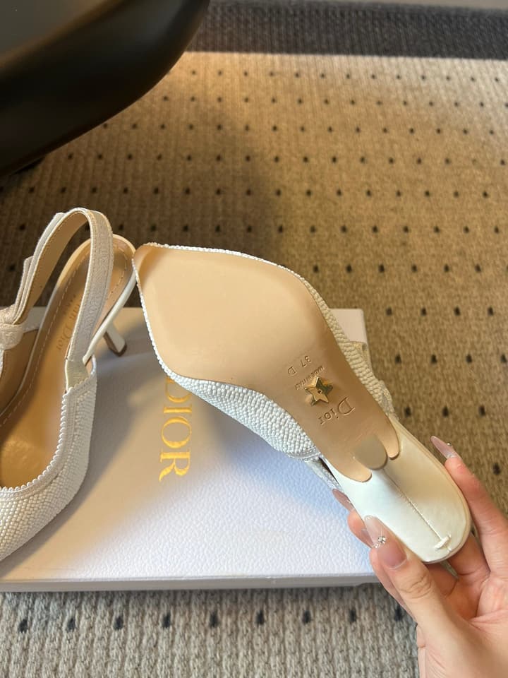 Dior J'Adior Dior Or Embroidered Slingback Heels in Black Smooth