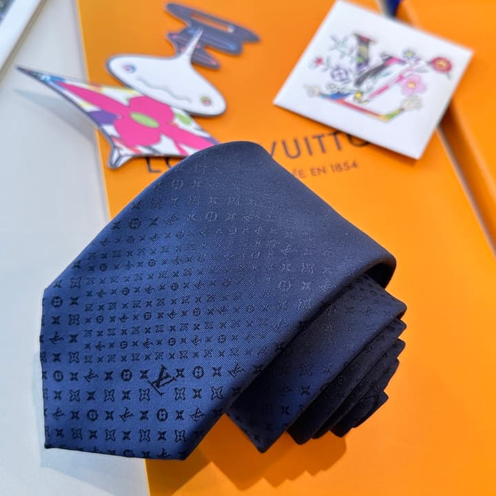 Louis Vuitton Damier Silk Tie in Charcoal Grey