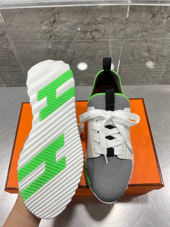 Hermès Sport Sneakers – Iconic Orange Edge in Black Knit With Black Laces