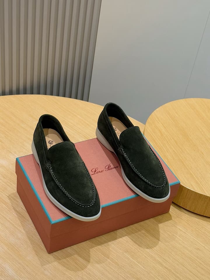 Loro Piana Italian Handmade Suede Driving Shoes in Black Suede