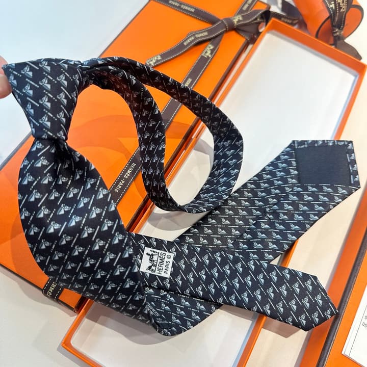 Hermès Men's Printed Silk Tie Series in Black
