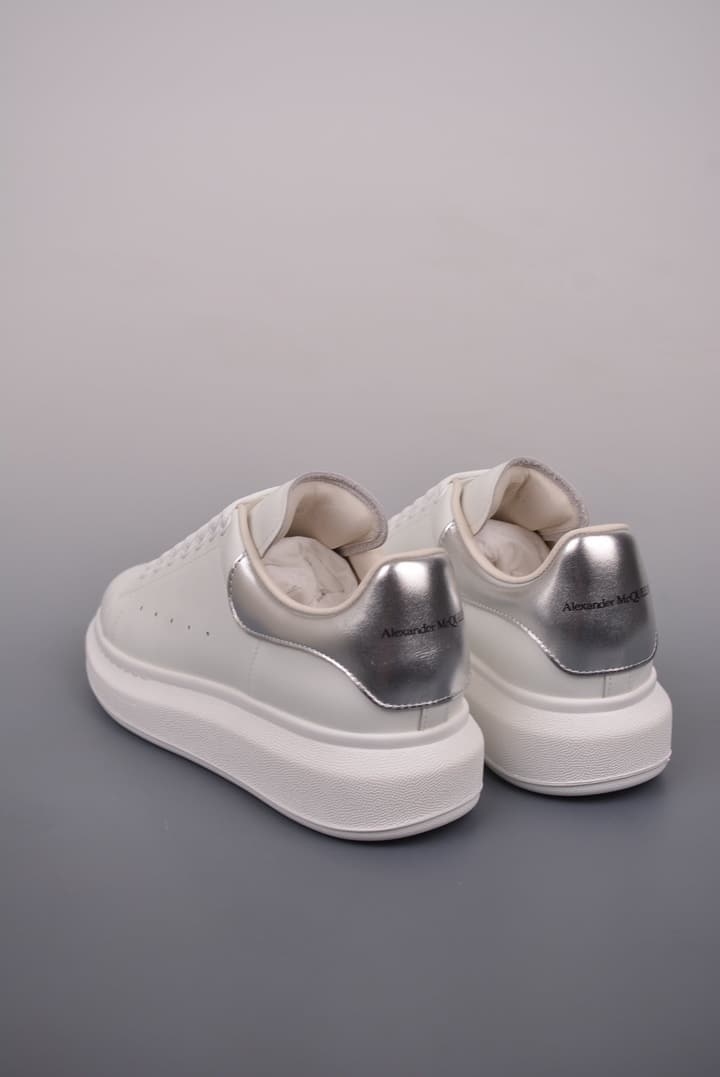 Alexander McQueen Oversized Low-Top Platform Sneakers in White With Dark Heel Tab