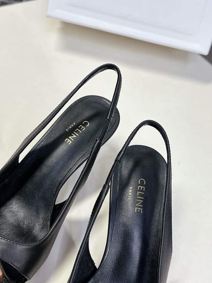 Celine Triomphe Calfskin Heels – Spring/Summer Collection in Dark Leopard Print