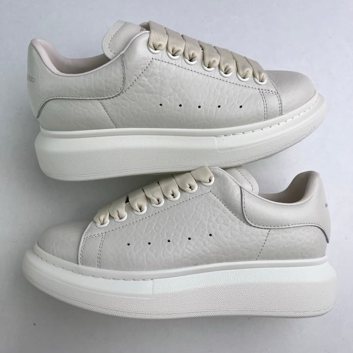 Alexander McQueen Oversized Platform Sneakers in All White Textured
