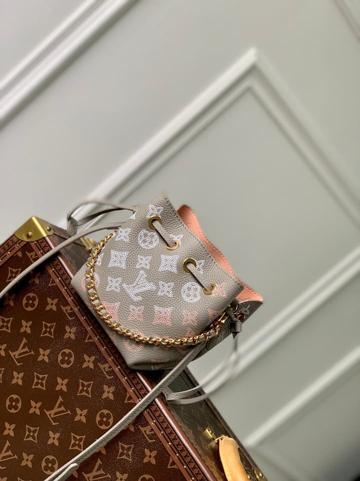 Louis Vuitton Pico Bella Perforated Monogram Bucket Bag in Beige