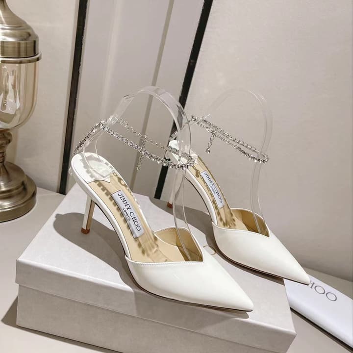 Jimmy Choo Rhinestone and Pearl Embellished Sandals – 2025 Collection in Black Patent
