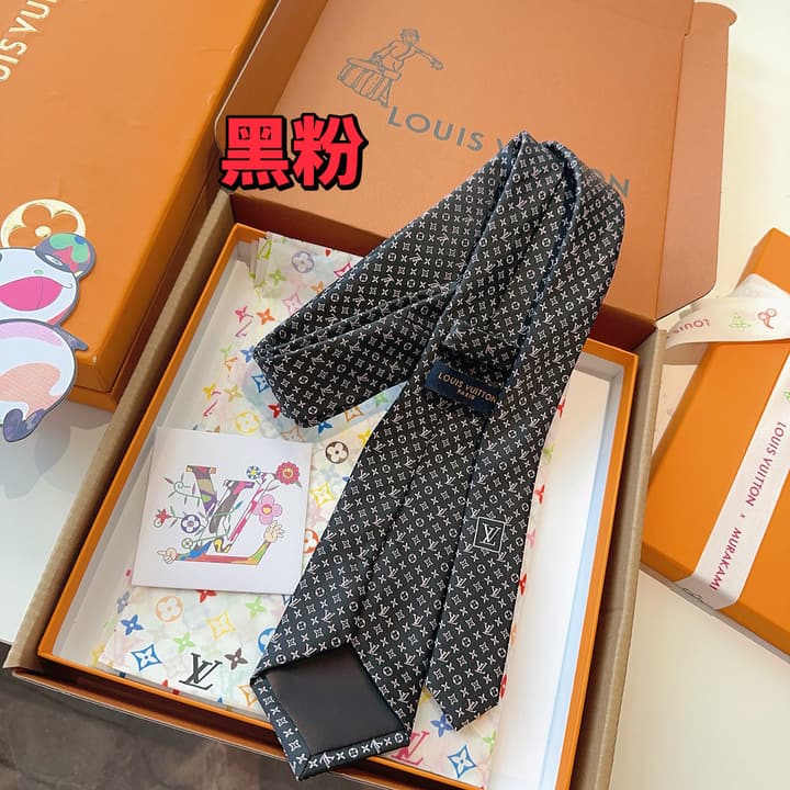 Louis Vuitton Monogram Jacquard Silk Tie in Black and White