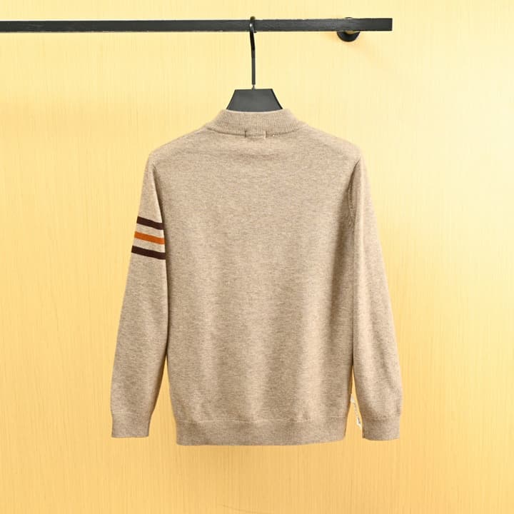 Zegna Men's Half-Zip Stand-Collar Sweater – 25FW in Camel Taupe