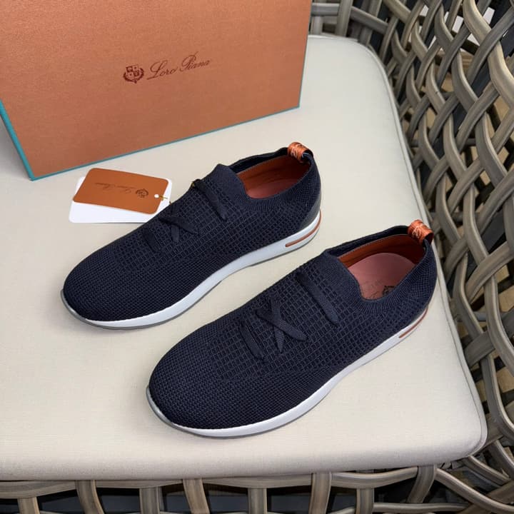 Loro Piana Flexy Walk Wool Knit Sneakers in Midnight Blue