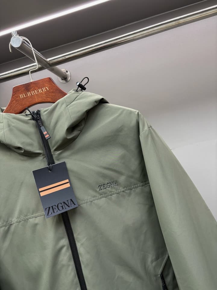 Zegna Letter Embroidered Down Jacket in Black