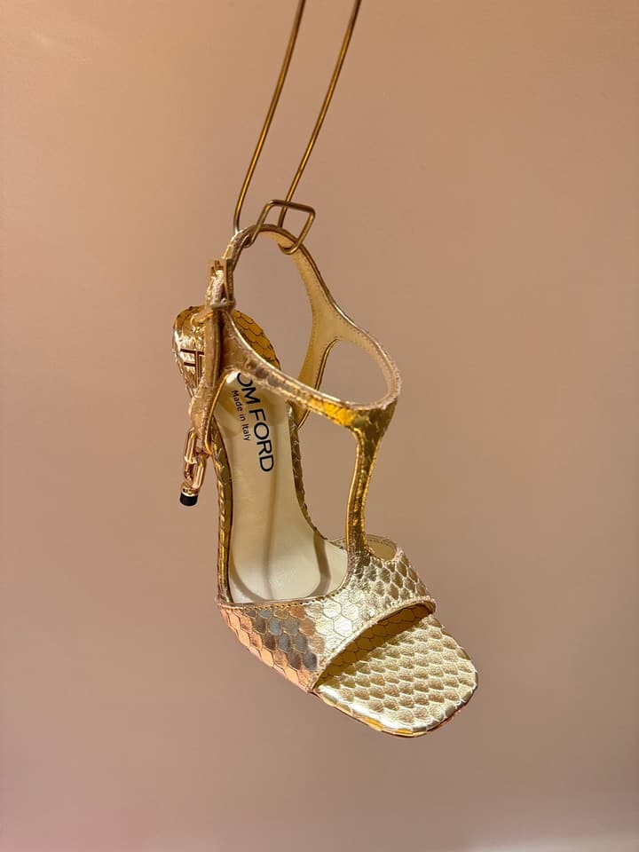 TOM FORD Padlock Heeled Sandals – 24SS Collection in Black Sandals