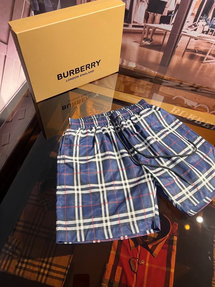 Burberry Vintage Check Swim Trunks in Beige