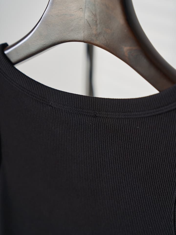 Saint Laurent YSL Embroidered Stretch Tank Top in Black