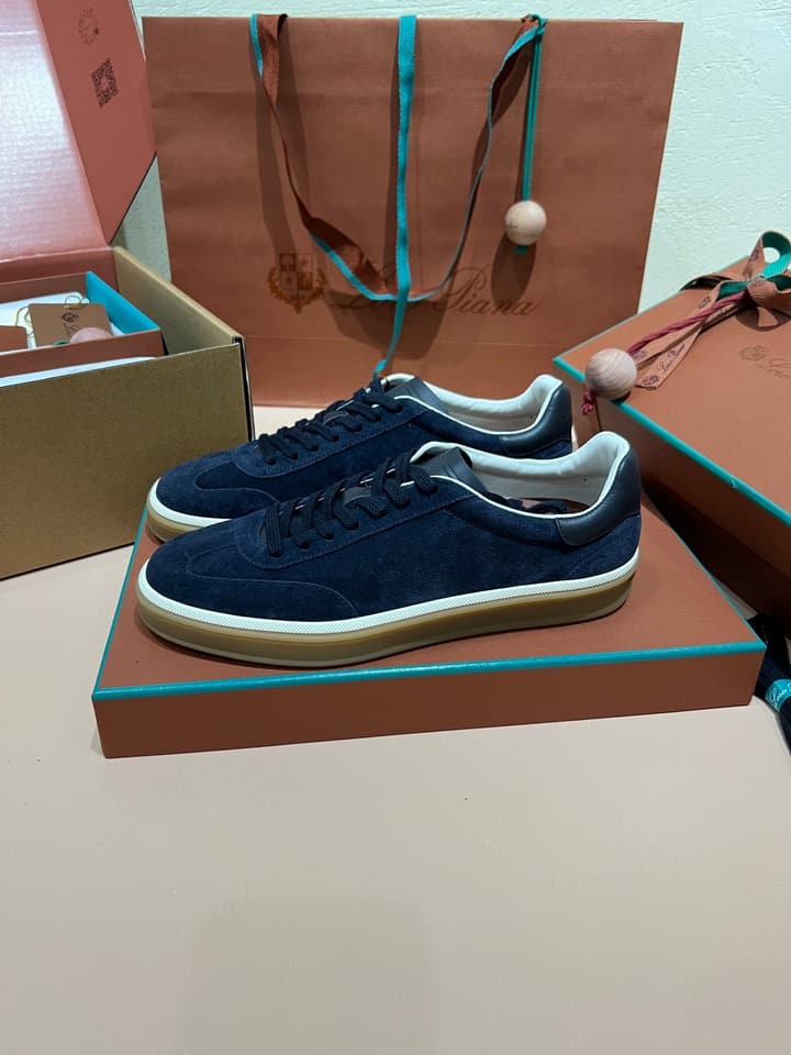 Loro Piana LP Tennis Walk Unisex Sneakers in Black Leather