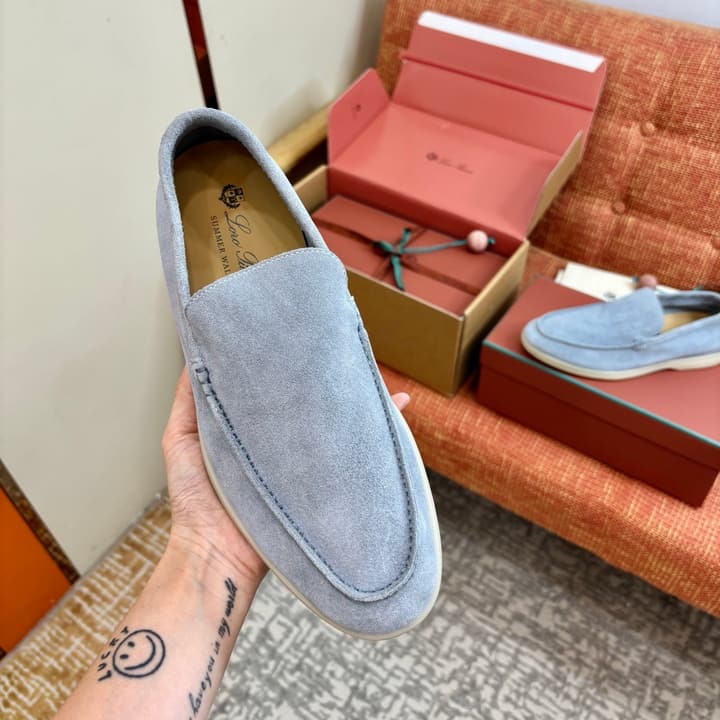 Loro Piana Suede Loafers in Dark Blue