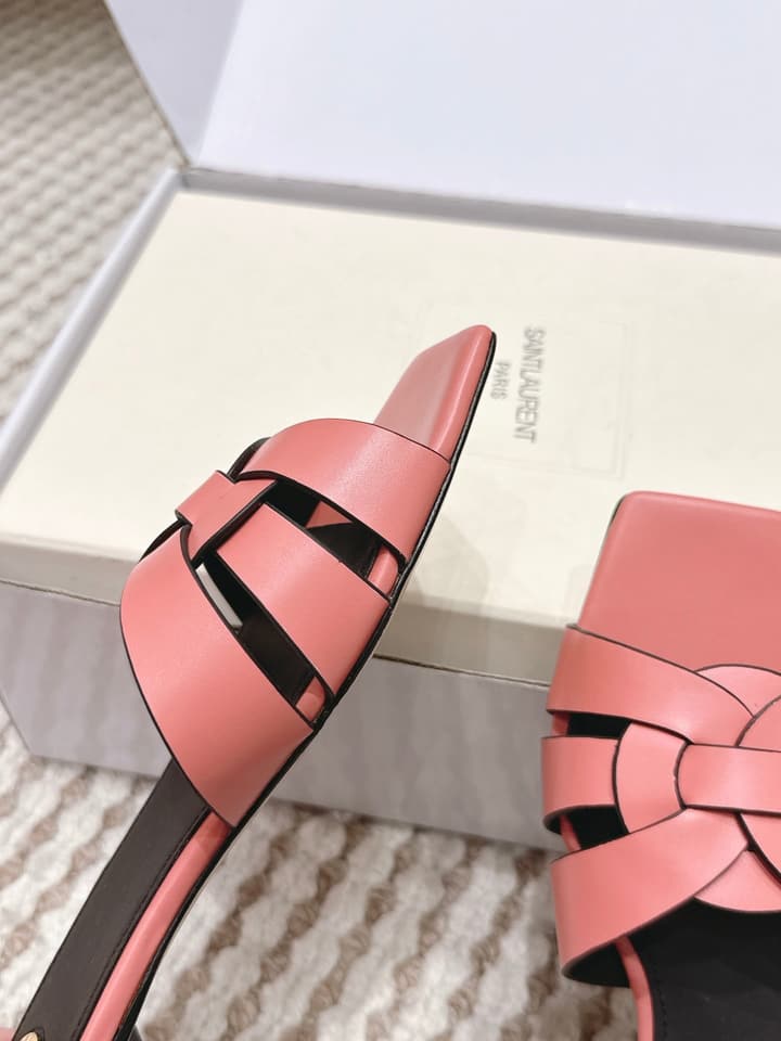 Saint Laurent Melody Square Toe Flat Sandals – 2026SS in Burgundy Patent