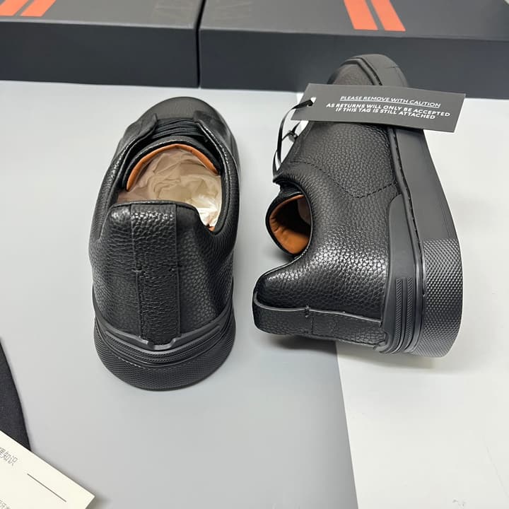 Zegna SECONDSKIN Triple Stitch™ Casual Sneakers in Monochromatic Black