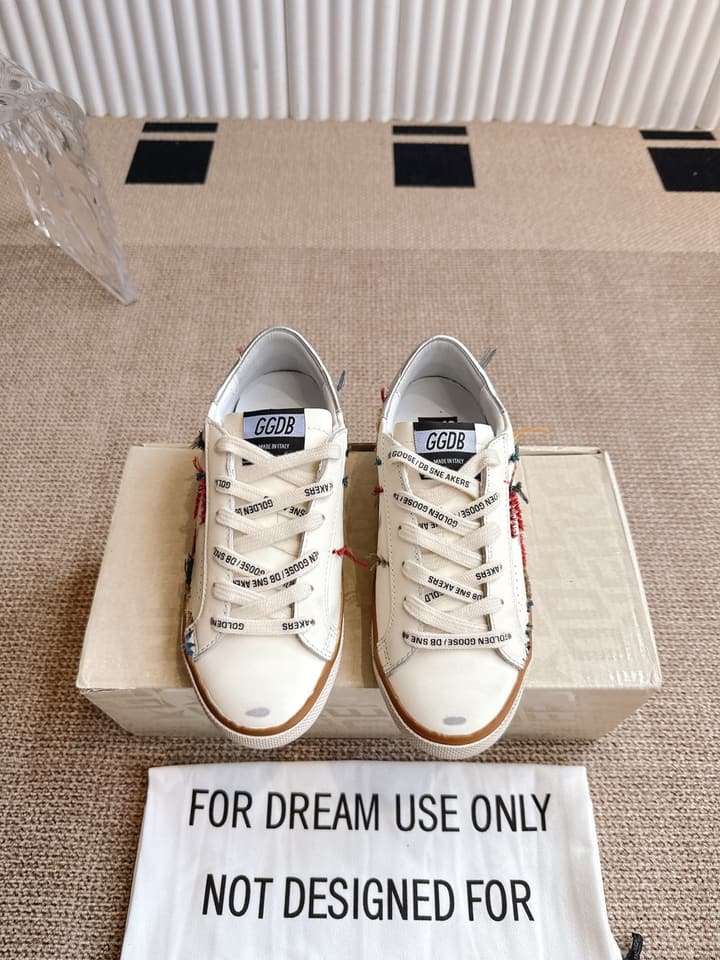 Golden Goose Distressed Leather Sneakers in Dark Green