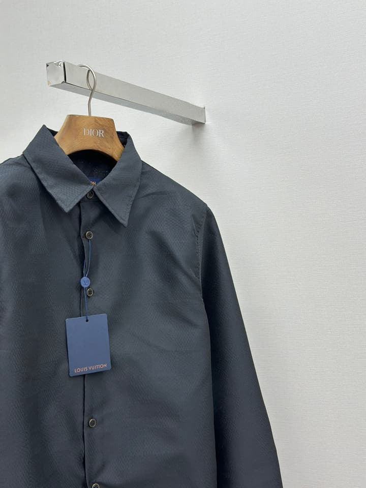 Louis Vuitton Jacquard Long Sleeve Shirt – 25SS in Dark Gray Jacquard