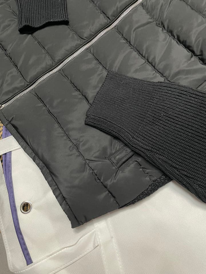 Moncler Men's Knit Down Spliced Sweater in Beige