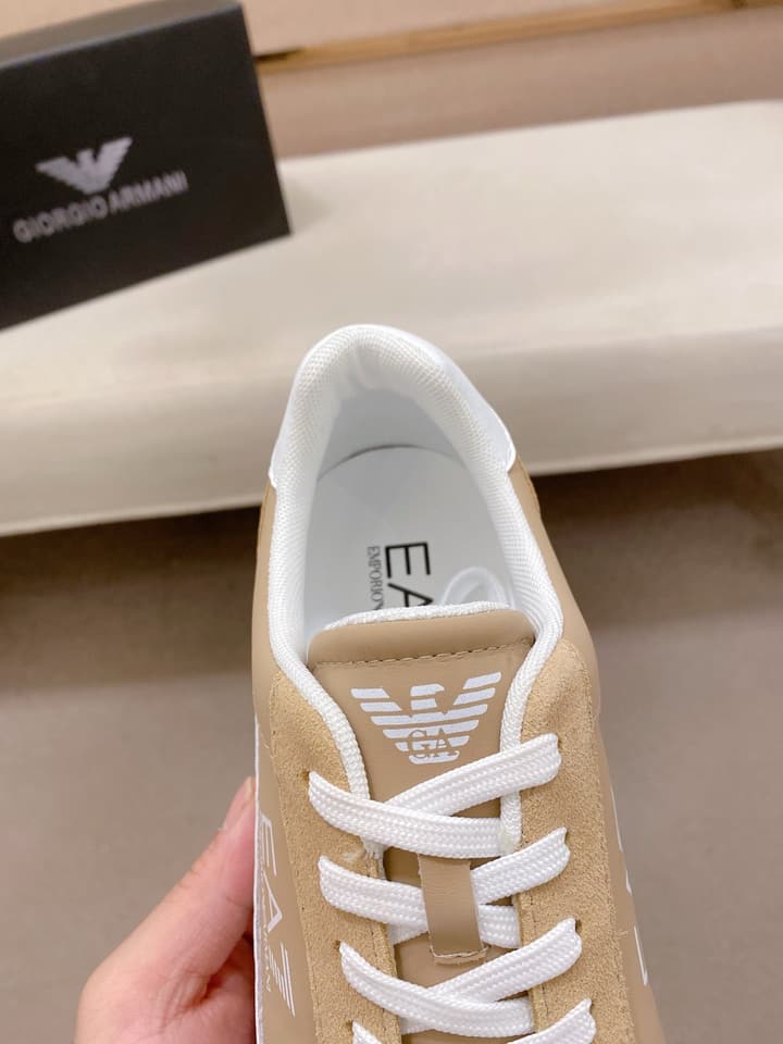 Armani Italian Leather Luxury Sneakers – New Collection in Bright Red