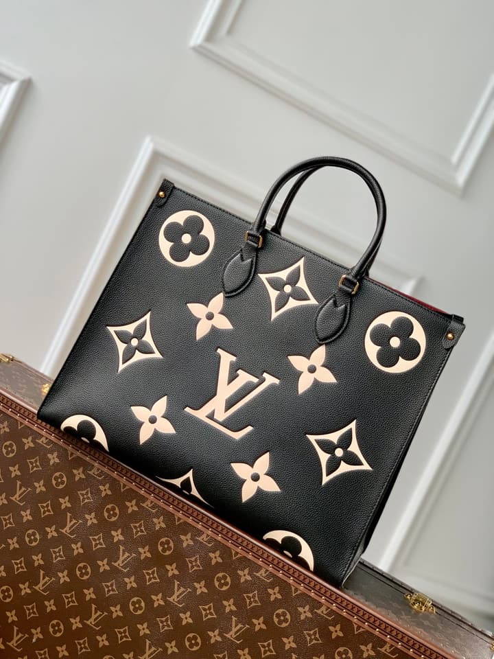Louis Vuitton OnTheGo Monogram Empreinte Tote in Black Monogram Empreinte With Red Lining