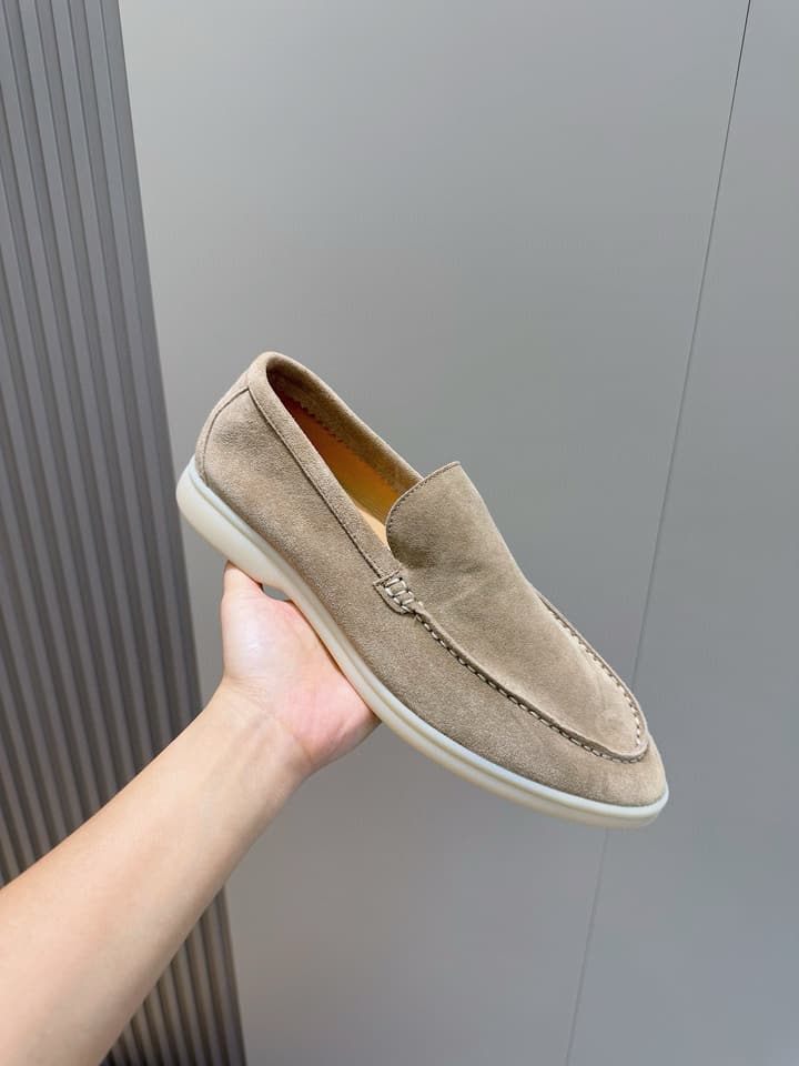 Loro Piana Italian Handmade Suede Driving Shoes in Black Suede