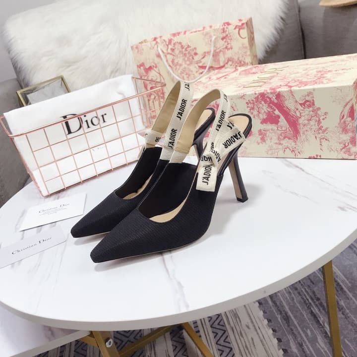 Dior Patent Leather Bow Heeled Sandals in Black High Heel Slingback