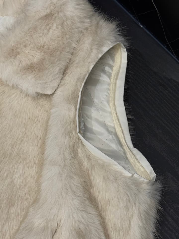 Moncler Convertible Faux Fur Jacket in Blended Beige Faux Fur
